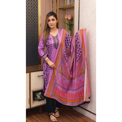 Picture of Premium Quality Unstitched/ Unready Cotton Print Three Pieces for Women/ Girl - Multicolor - 56 Inch