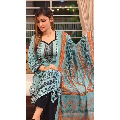 Picture of Premium Quality Unstitched Cotton Print Three Pieces for Women/ Girl - Multicolor - 56 Inch