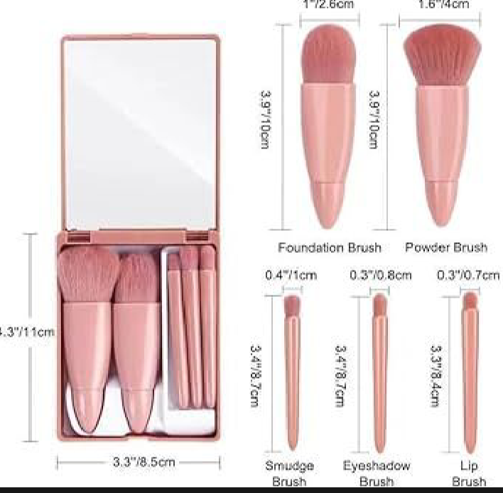 Picture of Travel Makeup Brush Set 5pcs Mini Complete Function Cosmetic Brushes Kit - Multicolor