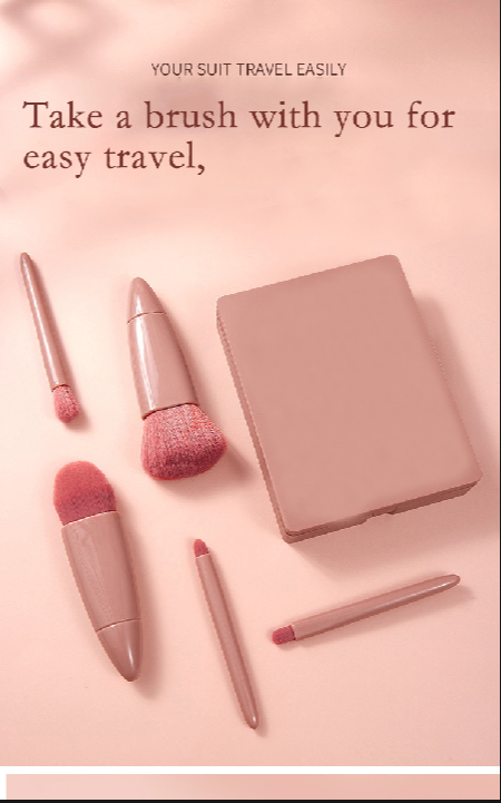 Picture of Travel Makeup Brush Set 5pcs Mini Complete Function Cosmetic Brushes Kit - Multicolor