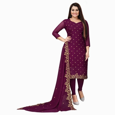 Picture of Embroidery Premium Quality Unstitched/Unready Jorjet Four Pieces for Women/ Girl - Multicolor - 56