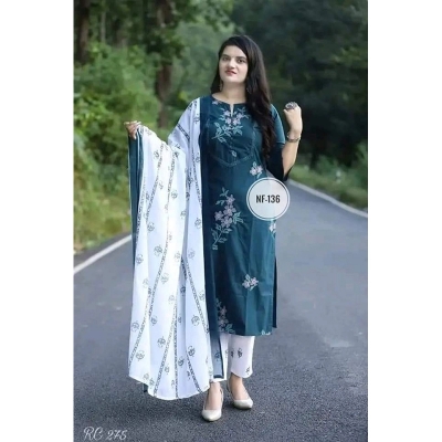 Picture of Premium Quality Unstitched Cotton Print Three Pieces for Women/ Girl - Multicolor - 56 Inch