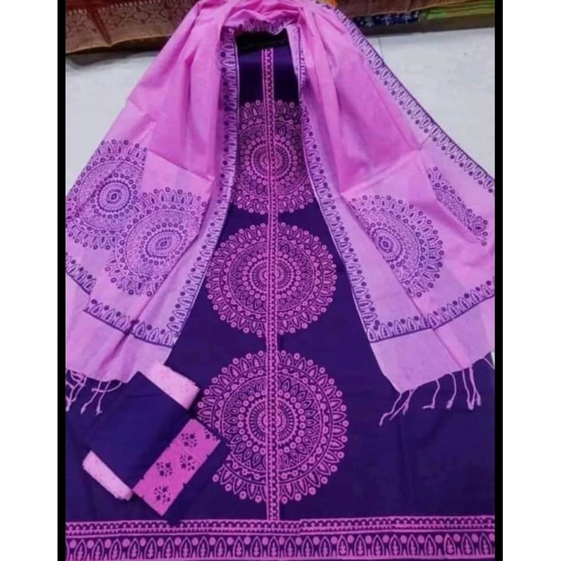 Picture of Premium Quality Unstitched Cotton Print Three Pieces for Women/ Girl - Multicolor - 56 Inch