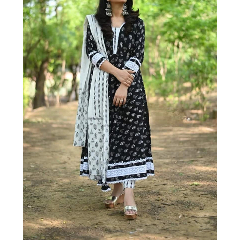 Picture of Premium Quality Unstitched Cotton Print Three Pieces for Women/ Girl - Multicolor - 56 Inch