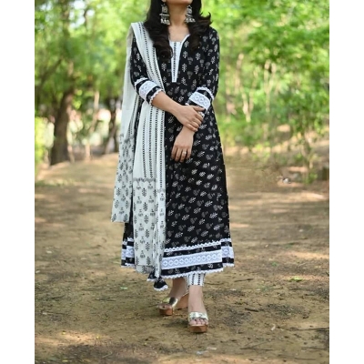 Picture of Premium Quality Unstitched Cotton Print Three Pieces for Women/ Girl - Multicolor - 56 Inch