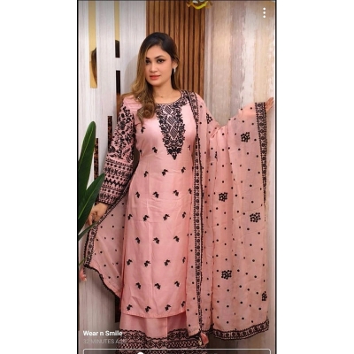 Picture of Premium Quality Unstitched Cotton Print Three Pieces for Women/ Girl - Multicolor - 56 Inch