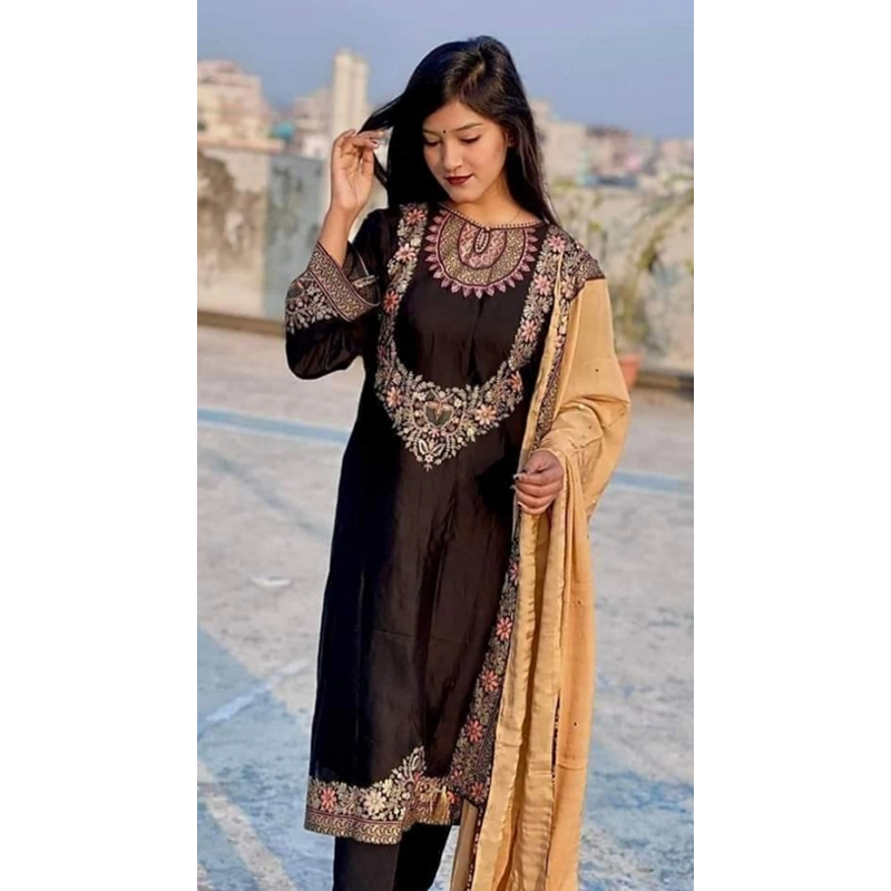 Picture of Premium Quality Unstitched Cotton Print Three Pieces for Women/ Girl - Multicolor - 56 Inch