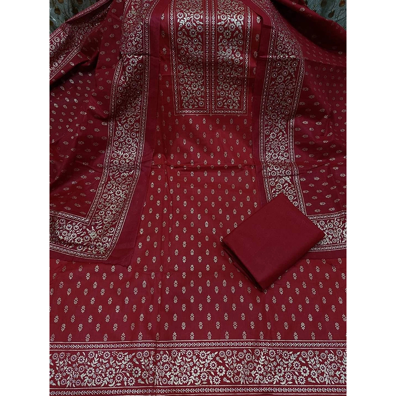 Picture of Premium Quality Unstitched Cotton Print Three Pieces for Women/ Girl - Multicolor - 56 Inch