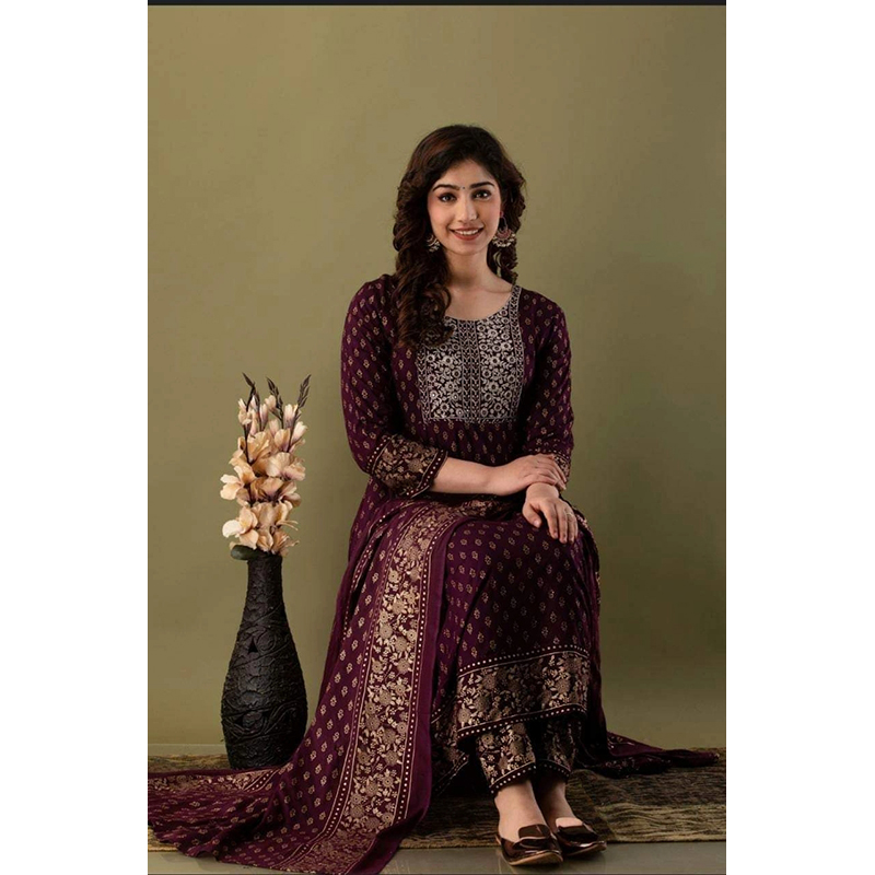 Picture of Premium Quality Unstitched Cotton Print Three Pieces for Women/ Girl - Multicolor - 56 Inch