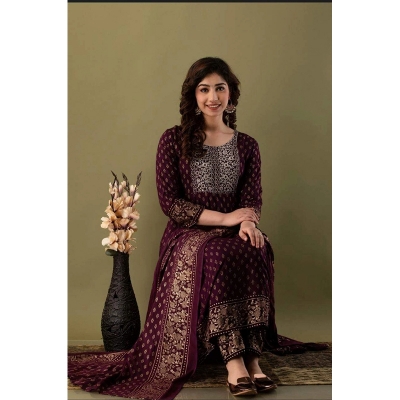 Picture of Premium Quality Unstitched Cotton Print Three Pieces for Women/ Girl - Multicolor - 56 Inch