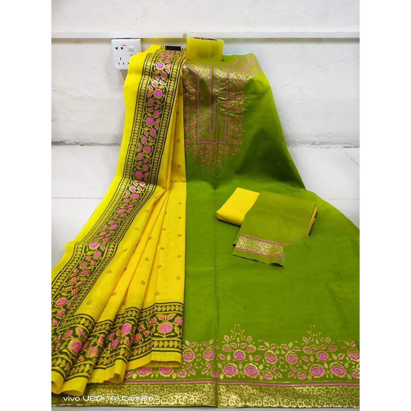 Picture of Premium Quality Unstitched Cotton Print Three Pieces for Women/ Girl - Multicolor - 56 Inch