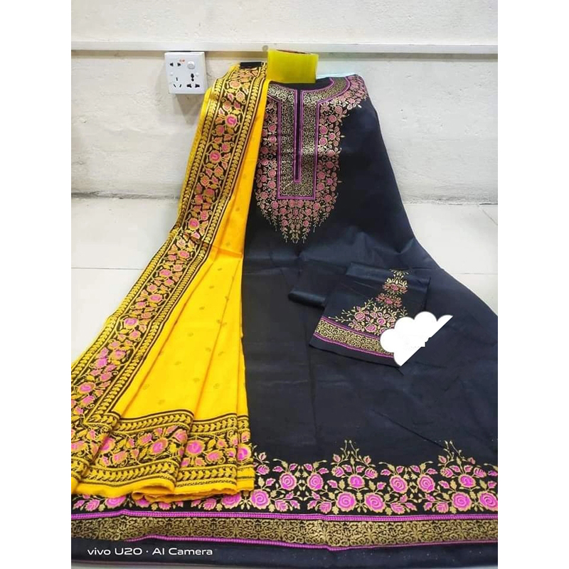 Picture of Premium Quality Unstitched Cotton Print Three Pieces for Women/ Girl - Multicolor - 56 Inch