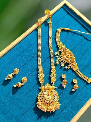 Picture of Indian Traditional Fashion Weeding/Party Bridal Choker Necklace & Earrings Jewellery Set For Women - Necklace For Girls