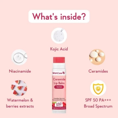 Picture of WishCare Ceramide Lip Balm Tinted/Natural With SPF 50 PA+++ 5gm