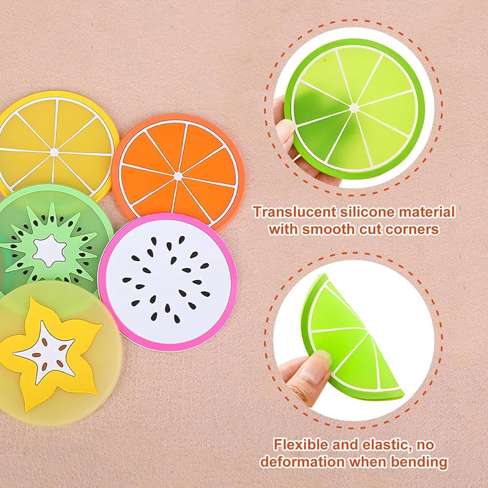 Picture of New Fruit Coaster Colorful Silicone Tea Cups Drink Holder Mat Placemat Pads