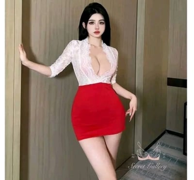 Picture of Luxury Silk Satin Nightwear | Deep V-Neck Lace Trim Cami Nightdress | Elegant Sleepwear Slip Dress for Women