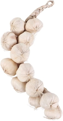 Picture of Artificial Garlic String, 1 Pack Simulation Artificial Lifelike Fake Vegetable Artificial Garlic Hanging String Photography Props for Home Office Kitchen Harvest Decoration (White Garlic, 1pc) - White