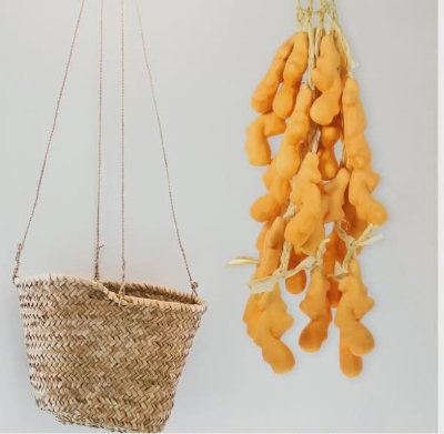 Picture of Realistic Faux Fruit Decor Ginger String 5pcs Hanging Fake Ginger String for Home Party Restaurant - Gold