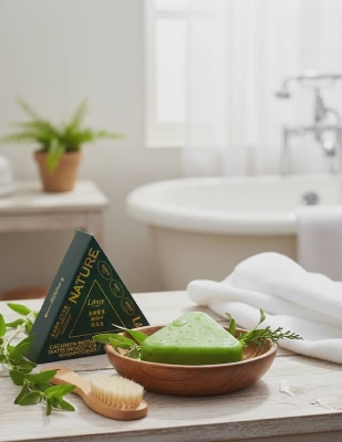 Picture of Nature Shampoo Bar for Soft Silky Shiny Smooth Dandruff free long hair - Green