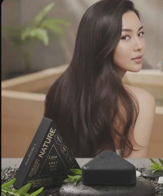 Picture of Nature Shampoo Bar for Soft Silky Shiny Smooth Dandruff free long hair - Black