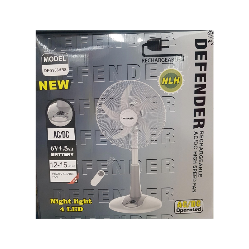 Picture of Defender (DF-2986HRS) 16" Rechargeable (AC/DC) double battery Half stand Fan