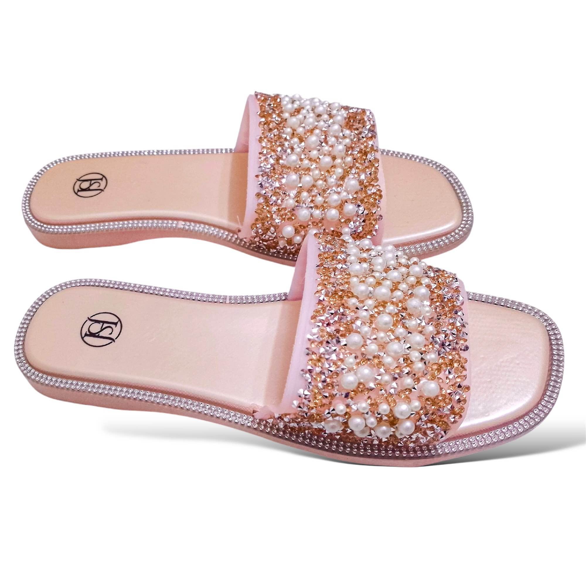Picture of Womens Flat Viral Stylish Regular Shoes New Fashionable Slippers Ladies Flat Slipper Sandals New Premium Rubber Sandal for Girls lat Flip Flops Square Toe Outdoor Female Sandal/ Slippers for women