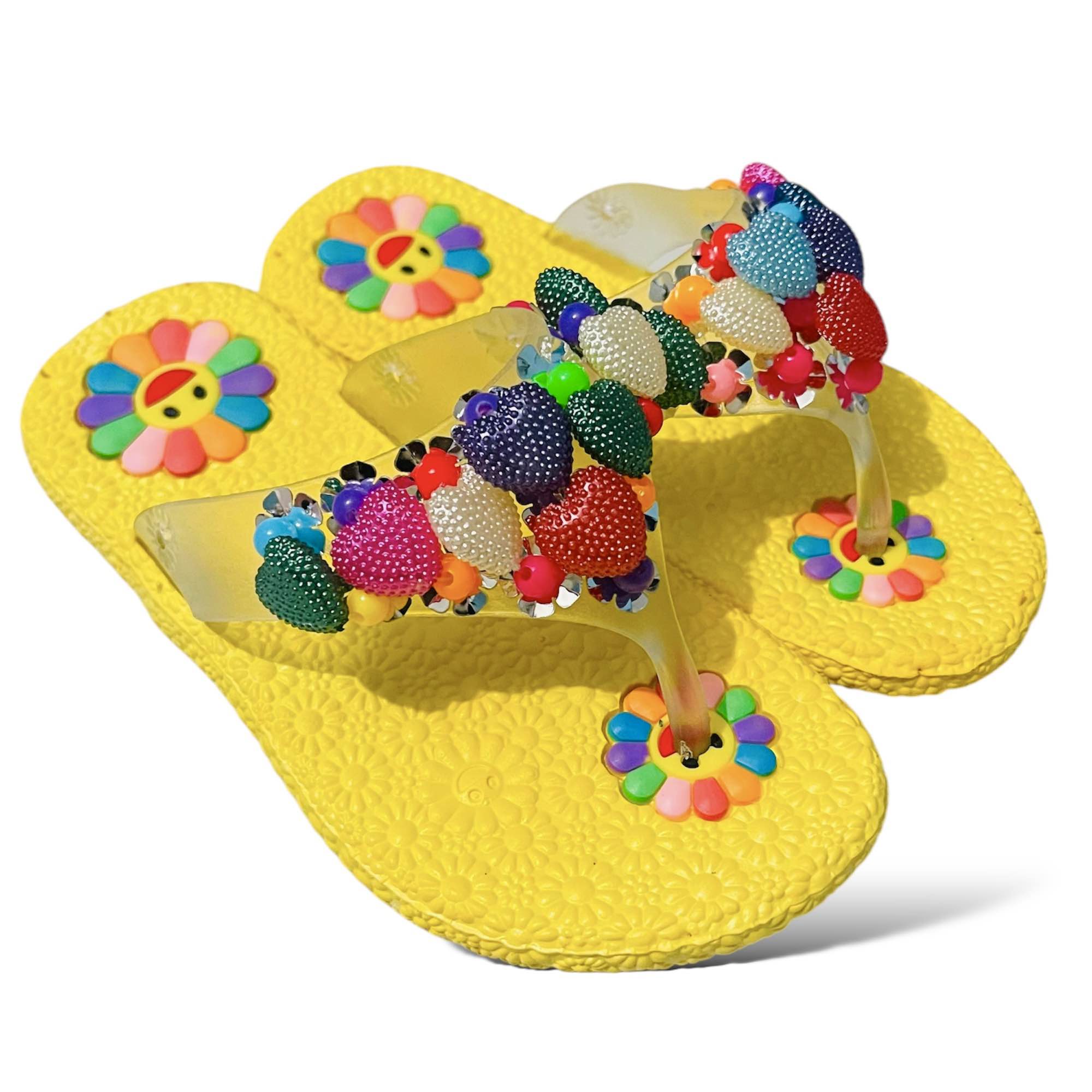 Picture of Sweet Princess Sandals 2024 New Summer Kids Fashion Covered Toes Soft Girl Pink- Red- Yellow Children Snap Button Flat Casual Slippers Slides For Cute Girl
