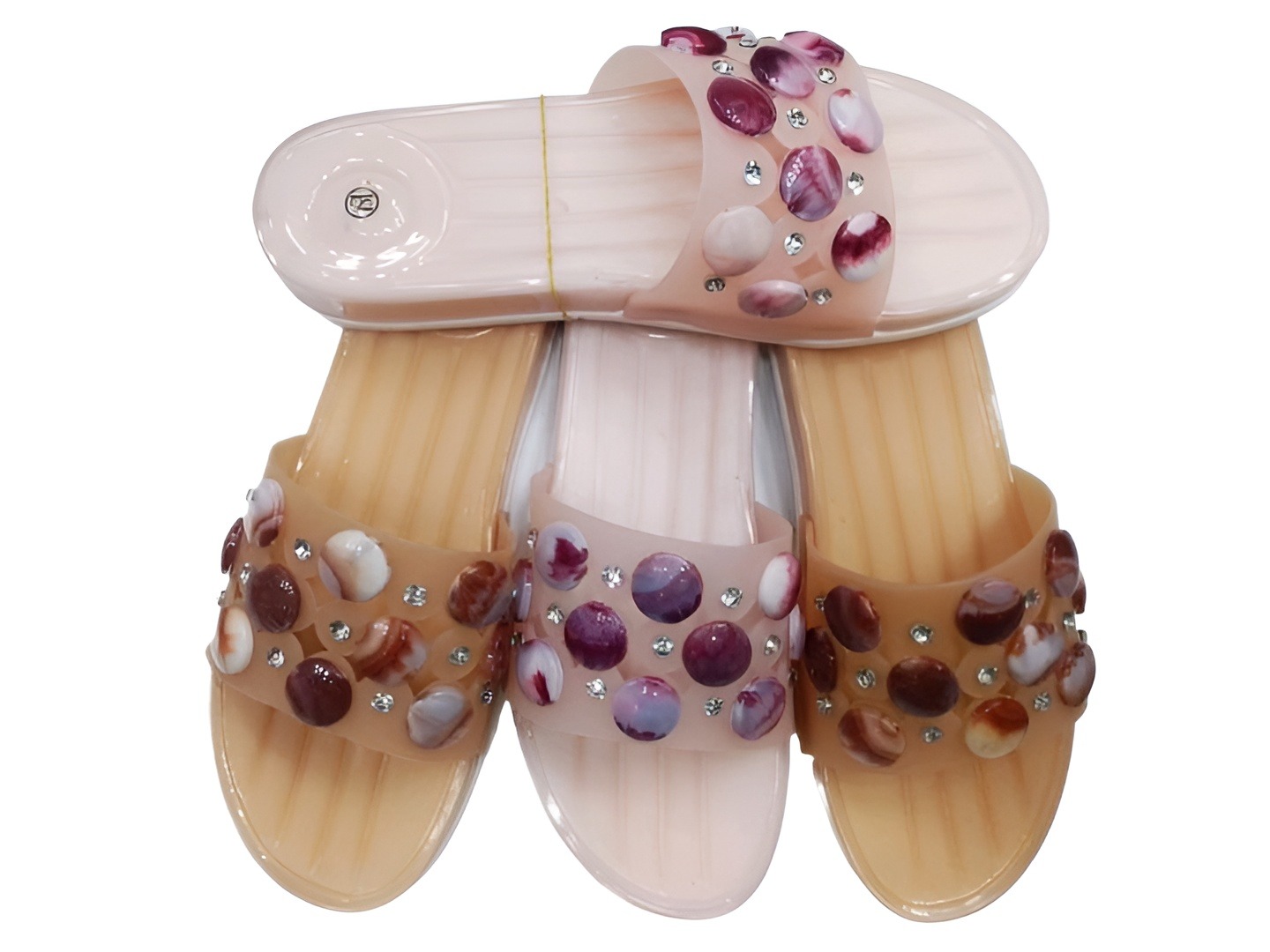 Picture of stylish flat comforting Rubber sandal for women | China flat shoes new premier sandal for Woman | flat regular
fashionable slipper sandal ladies\women- pink & orange