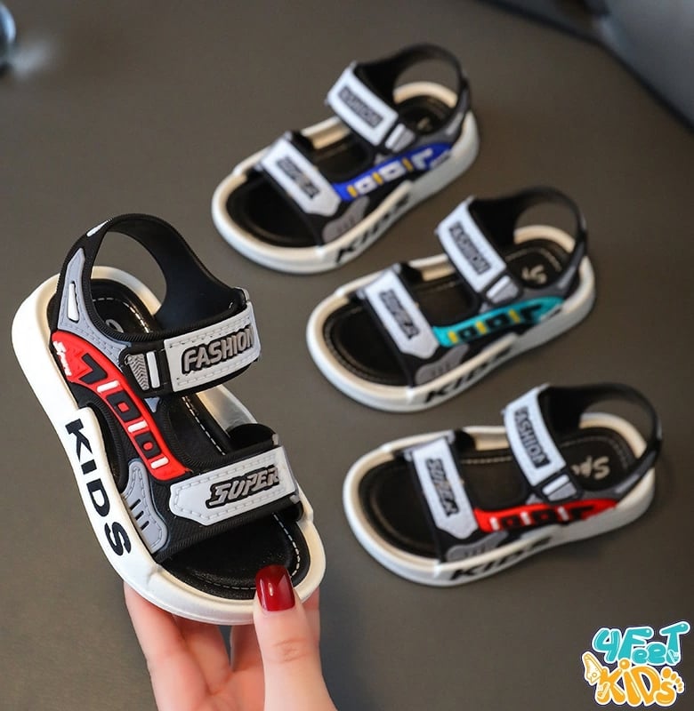 Picture of Kids Sports Casual Student Pvc Sandals Soft Non-slip Fashion Wild New Summer Children Beach Sandals For Boys And Girls Soft Toddler kids sandal Red Blue Black EUR 21-30