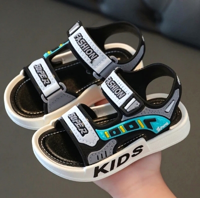 Picture of Kids Sports Casual Student Pvc Chinese Sandals Soft Non-slip Fashion Wild New Summer Children Beach Sandals For Boys And Girls Soft Toddler kids sandal Red Blue Black EUR 21-30