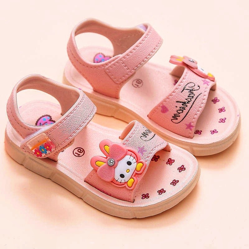 Picture of New Baby Girl Children Kids Comfortable Simple Cute Fabric Soft Bottom Non-Slip Design Outdoor Beach Sandals