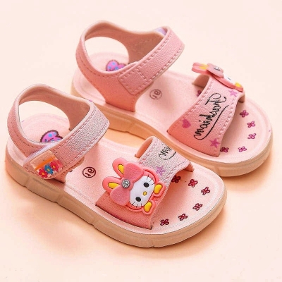 Picture of New Baby Girl Children Kids Comfortable Simple Cute Fabric Soft Bottom Non-Slip Design Outdoor Beach Sandals