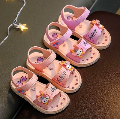Picture of New Baby Girl Children Kids Comfortable Simple Cute Fabric Soft Bottom Non-Slip Design Outdoor Beach Sandals