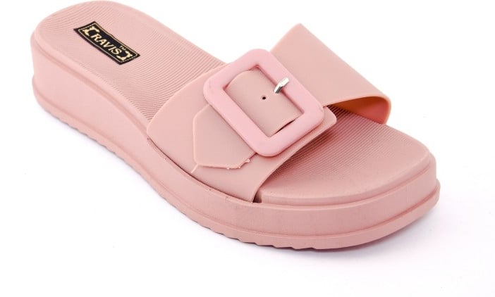 Picture of New Beautiful Sandal For woman Waterproof Rubber Slipper Flat Buckle Sliders Wedge Heels Sandals For Women Fashion Flip-Flops Shoes Women Slippers