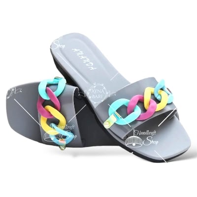 Picture of Ginger by Lifestyle Women Pink, Blue & Green Embellished Rubber Slider Girls Rubber Slides Sandal 36-40