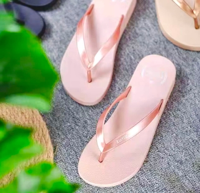 Picture of Slippers For Women Wearing Sloping Heels, Fashionable And Casual Summer Beach Shoes, Waterproof And Anti Slip Herringbone Indoor Slippers hill Shoes For Girl Sandal For Girl -(Color) Pink, Gold,Brawon Size Eu 36-40