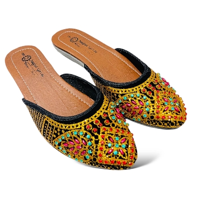 Picture of Girls stone covered nagra shoe stylish fashionable half shoe | Girls exclusive Eid collection nagra shoes EUR 36-40