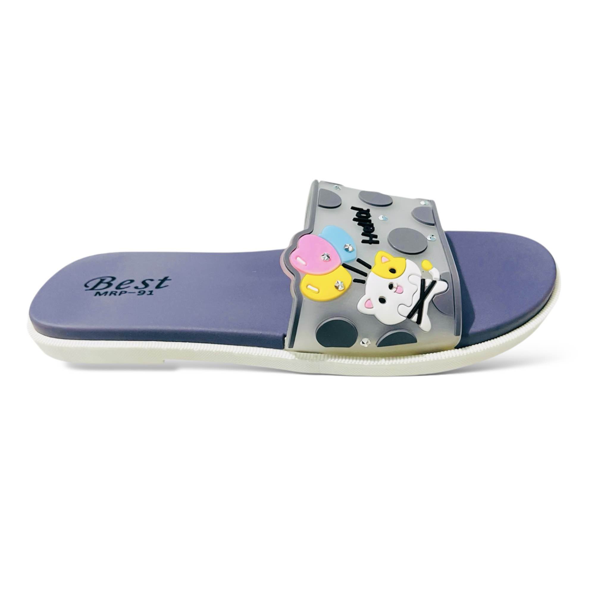 Picture of Slippers Sandals For Girls Shoes For Women Flat Sandals Slippers For Girls New Trendy Falt Sandal For Woman Color : Blue, Pink, Green