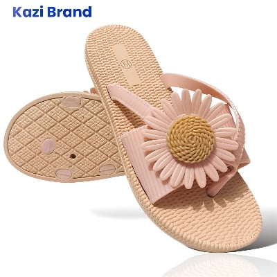 Picture of Womens Flat Regular Shoes New Fashionable Ladies Flat Slipper Sandals New Premium Sandal for Girls Color Brawon Green Pink Size Eu 36-40