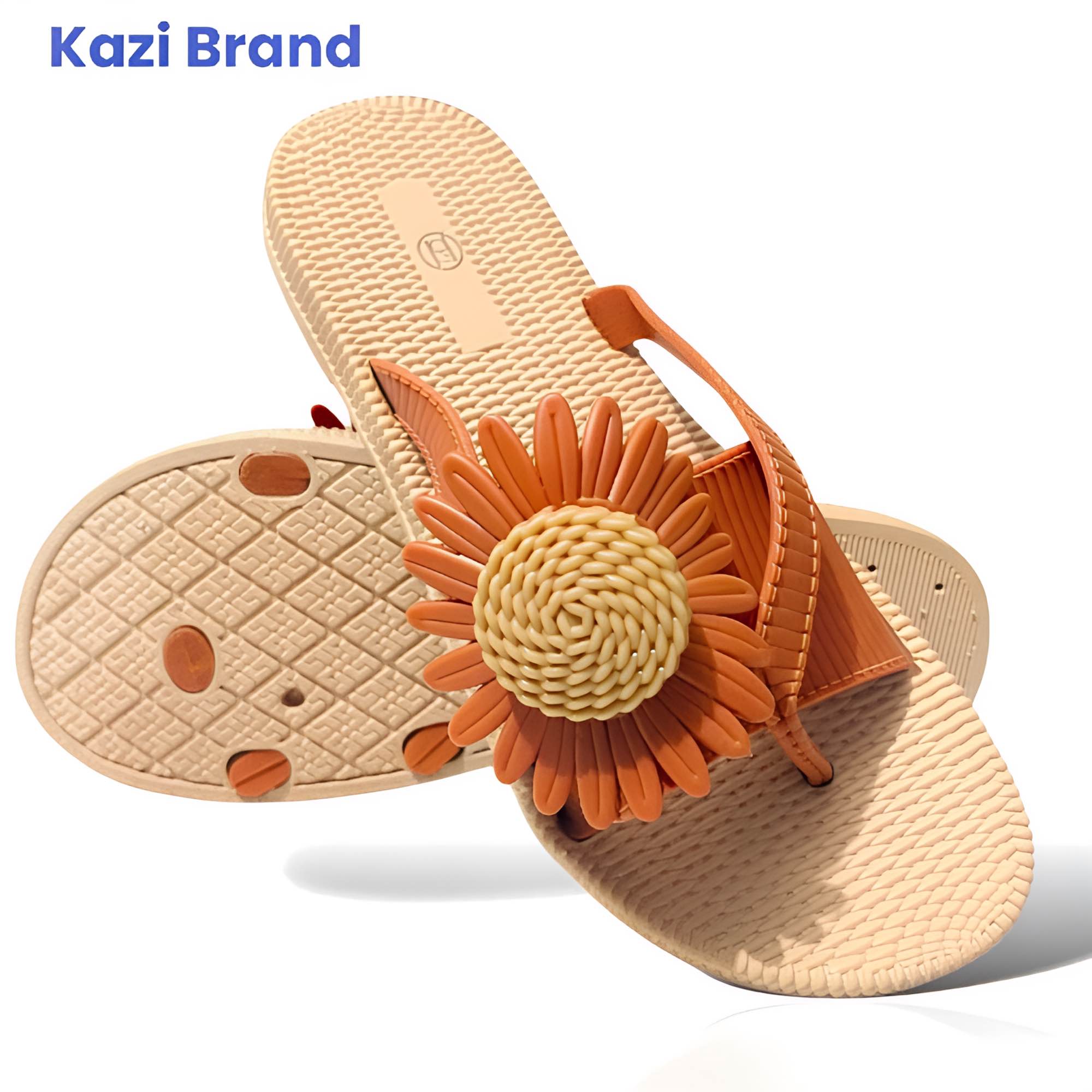 Picture of Womens Flat Regular Shoes New Fashionable Ladies Flat Slipper Sandals New Premium Sandal for Girls Color Brawon Green Pink Size Eu 36-40