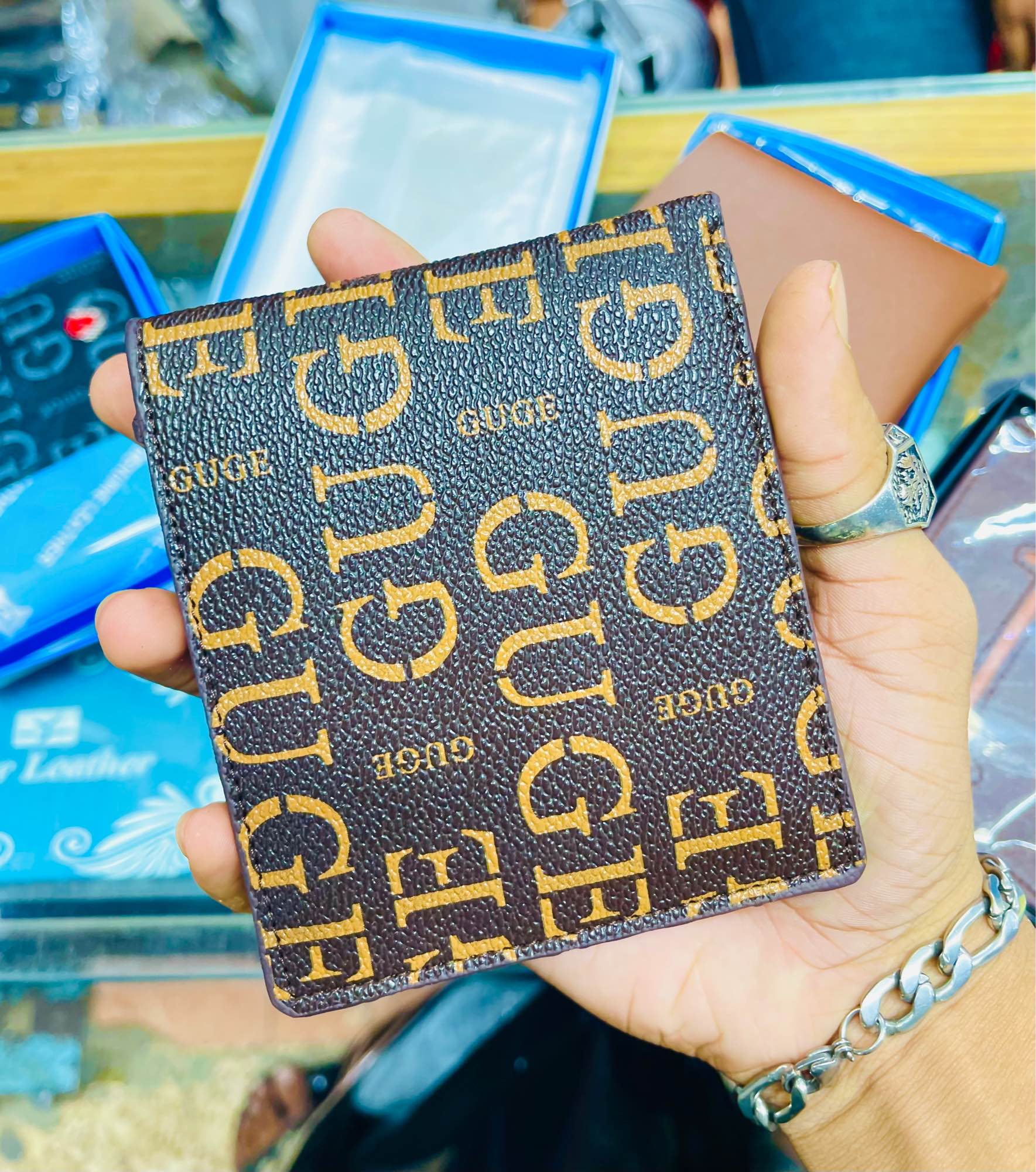 Picture of High Quality Artificial Leather Wallet Money Bag For Men - Black & Brawon