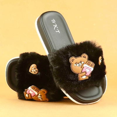 Picture of Flat Slipper for girls New collection Winter slipper for women Room Slipper house slipper wool slipper Color: Blue, Grey, Black