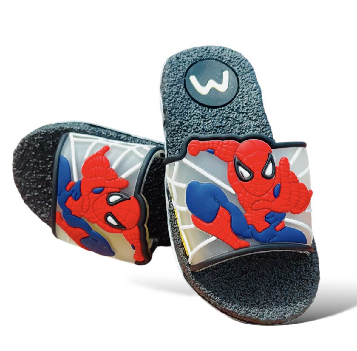 Picture of New Model Cartoon Spider-Man Design PVC Upper Sliders  For Kids | Slides For children | Slippers for boys sandals for kids room | Slides Slipper for boys cute Boys Red & Black EUR 24-34