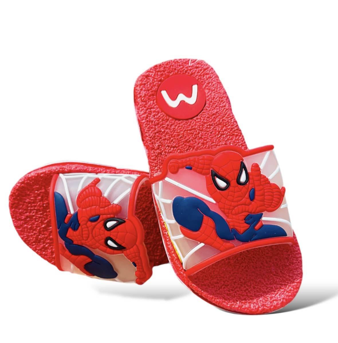 Picture of New Model Cartoon Spider-Man Design PVC Upper Sliders For Kids | Slides For children | Slippers for boys sandals for kids room | Slides Slipper for boys cute Boys Red & Black EUR 24-35