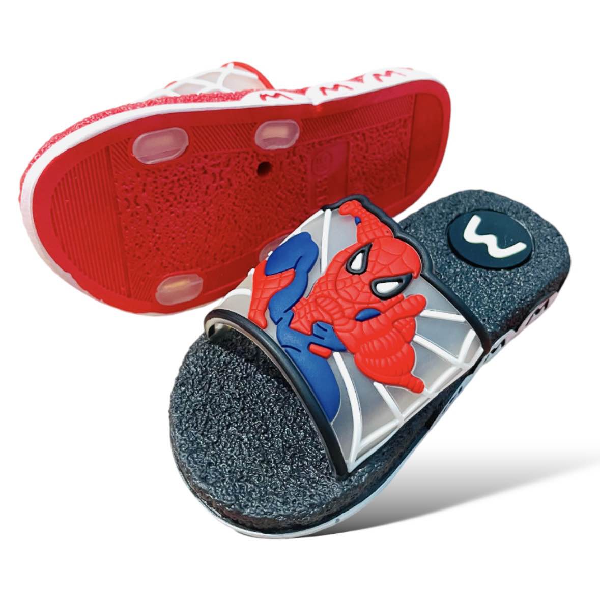 Picture of Disney Boys' Spider Man Sandals - Slip-On Slides (Toddler/Little Kid/Big Kid) Size (24/35) New Balck/Red