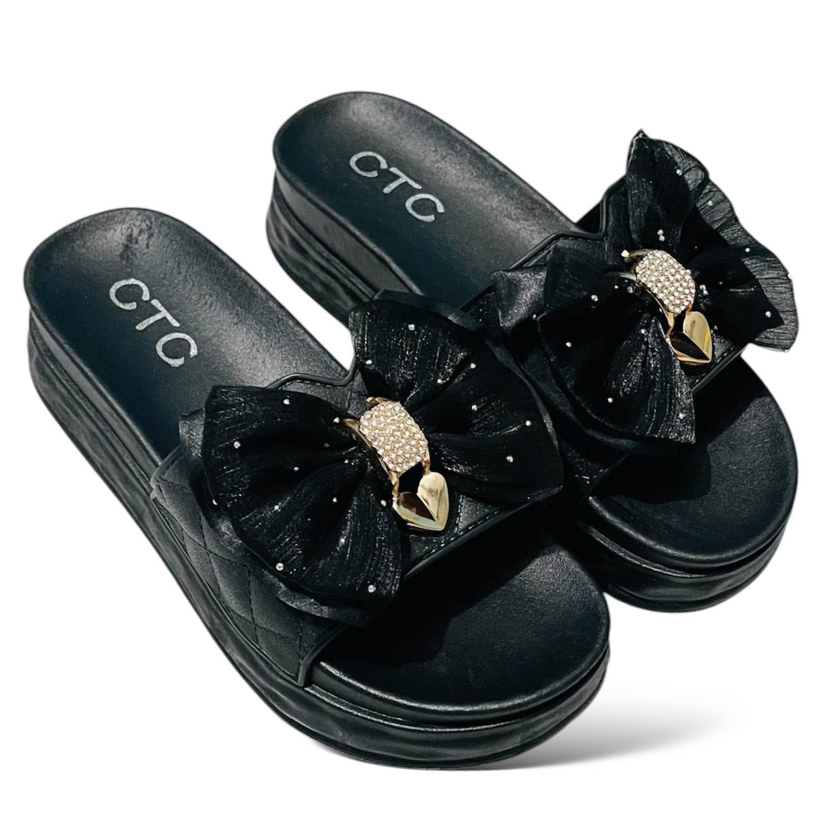 Picture of New Elegant Women Heeled Sandals with Bow Detail and Rhinestone Decoration - High-Quality Fashion Footwear