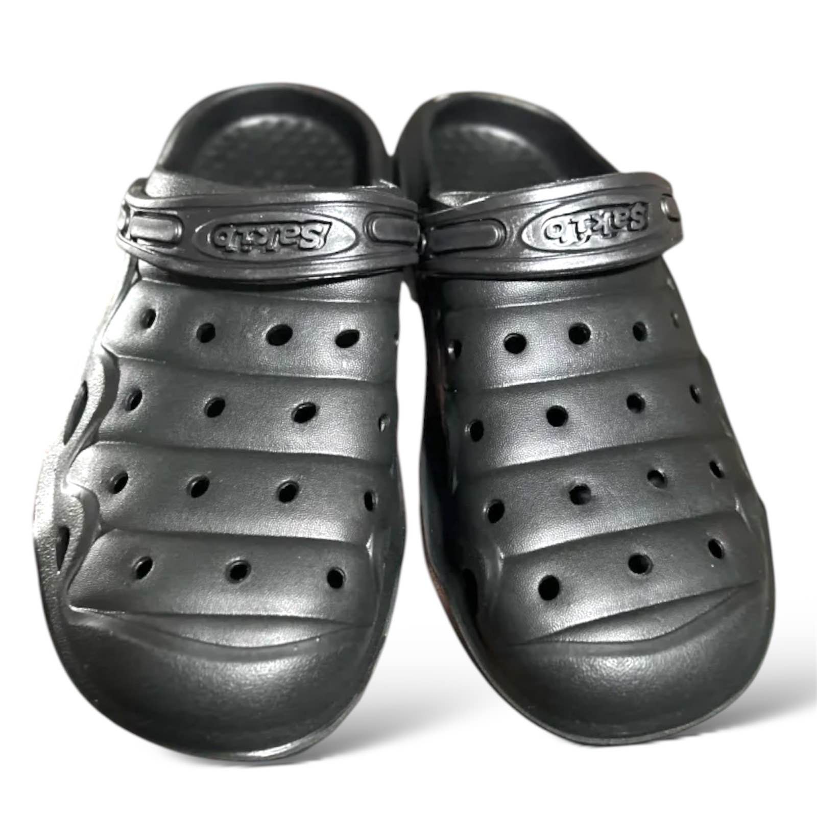 Picture of 2025 Mens New Comfortable Lightweight Eva Rubber Crocs Half Shoes Sandals Balck & Blue Colors
