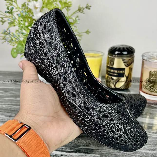 Picture of Pump shoe for women | HIR-57 | Black Wedged peep toe sandal for girls Heel shoe for women shoe for girls Balck Color