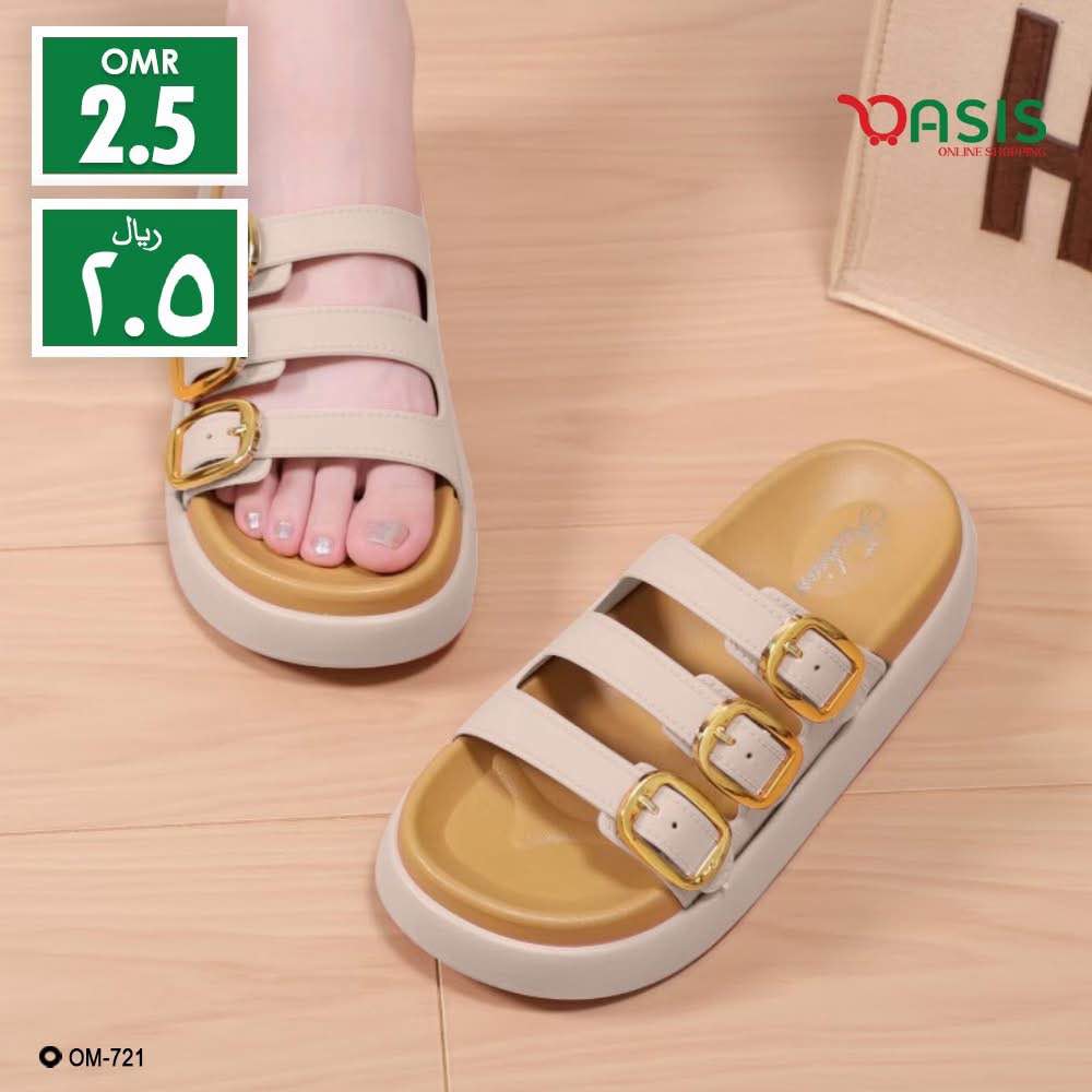 Picture of Women’s Triple Buckle Platform Sandals – Trendy Slip-On Summer Slippers, Comfortable Daily Casual Footwear (Black, Beige, Brown)