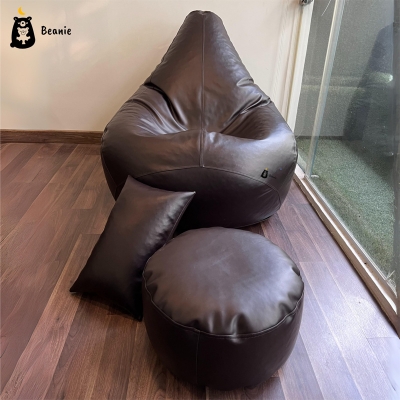 Picture of Leatherette Bean Bags Set - Dark Brown